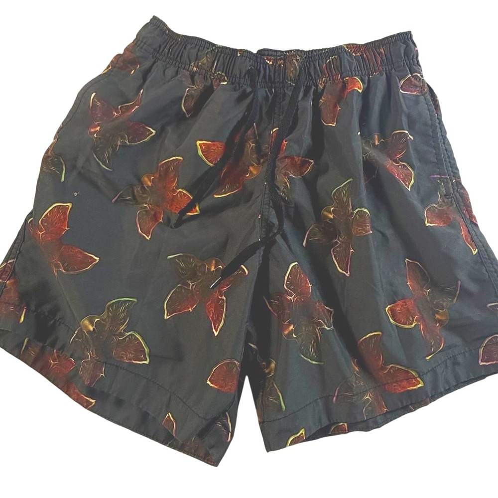 H&M Swim Trunks Mens Small Stranger Things Demogorgon Print Black